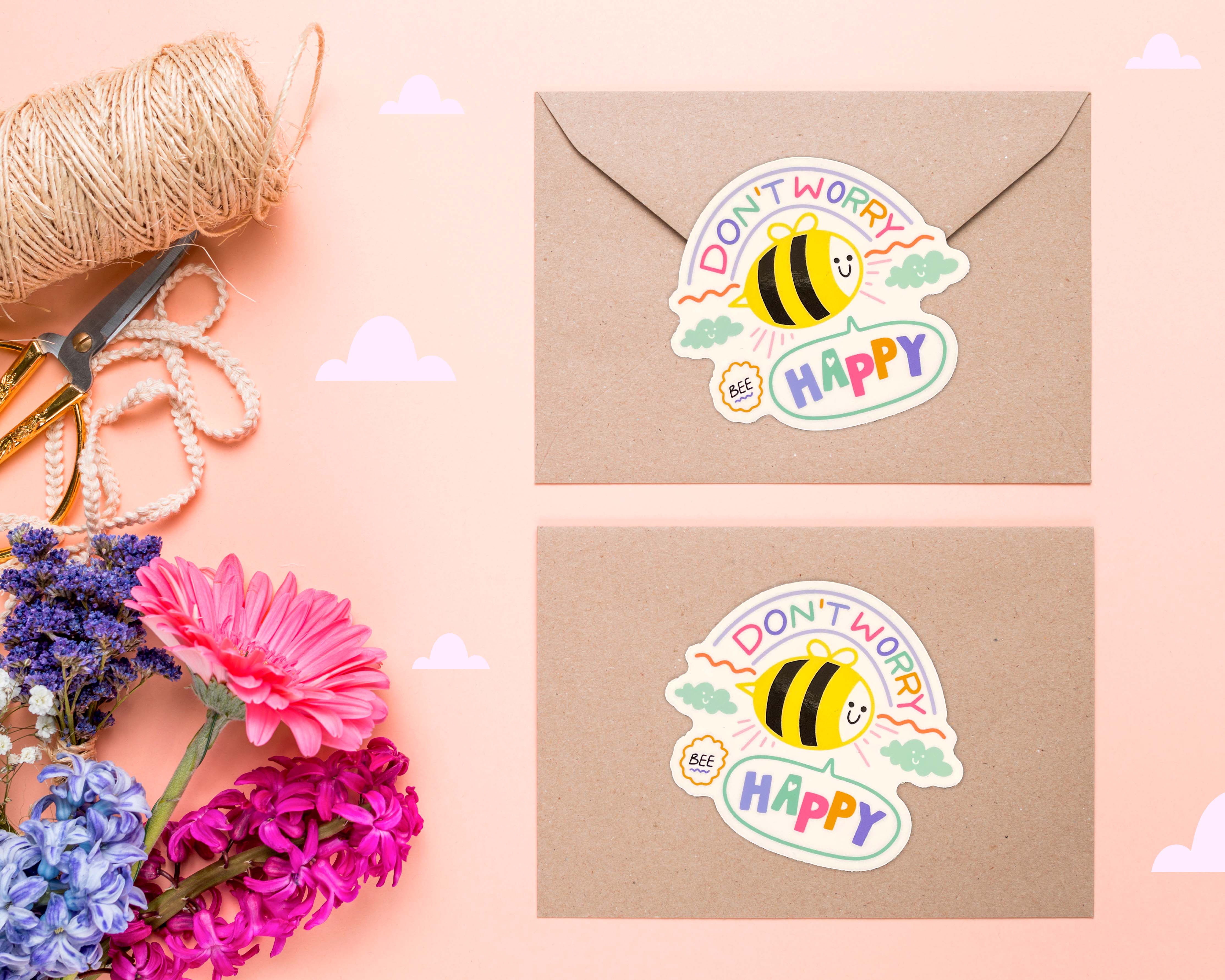 Neha Lee Designs - Wholesale Sticker - Don't worry bee happy handmade glossy sticker3