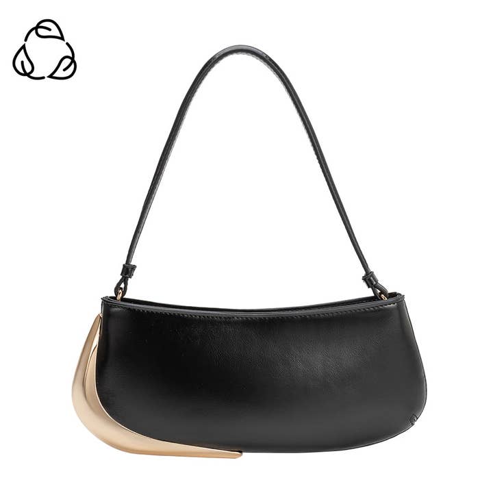 Sade Black Recycled Vegan Leather Shoulder Bag for wholesale by Melie Bianco