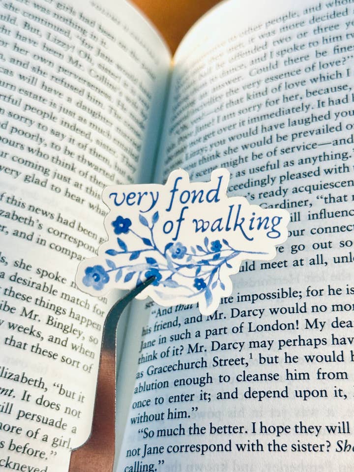 Pride & Prejudice Jane Austen Sticker - Very Fond of Walking for wholesale by Backing Wanderlust