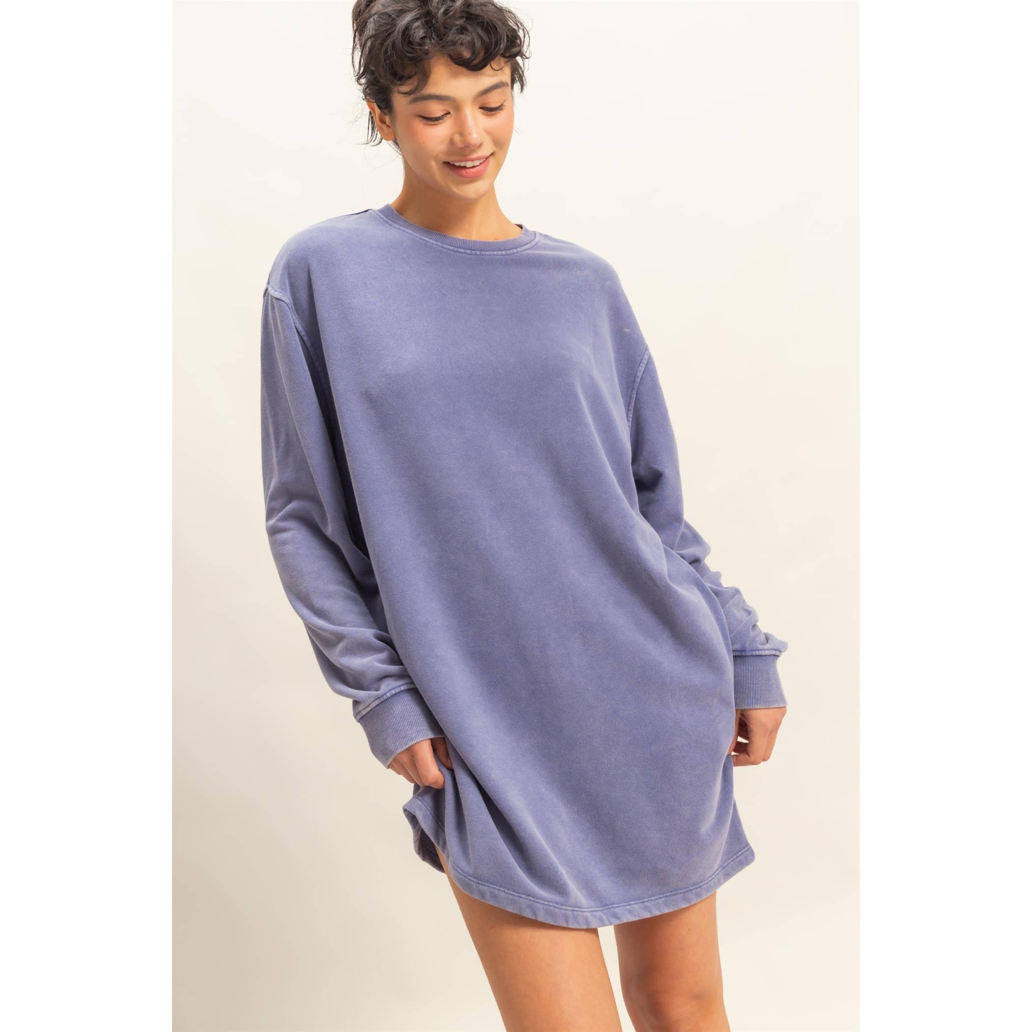 Double Zero - Wholesale Dress - Women's - Long Sleeve Oversized Mini Dress37