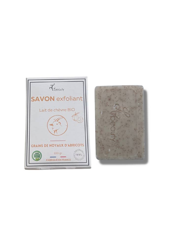 Jabón exfoliante con leche de cabra orgánica y granos de albaricoque para venta al por mayor de LH Beauty
