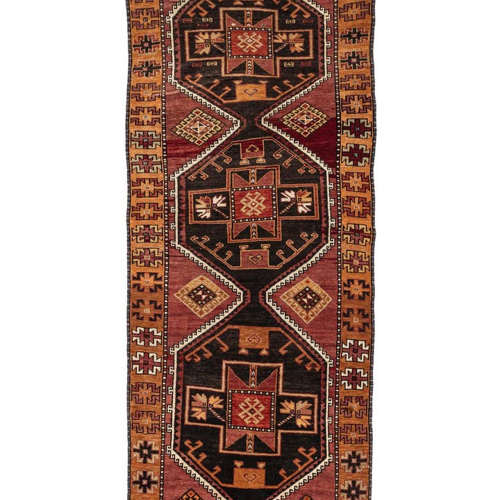 3'7" x 9'9" Vintage tyrkisk håndvævet løber tæppe for engroshandel hos Rugtolia