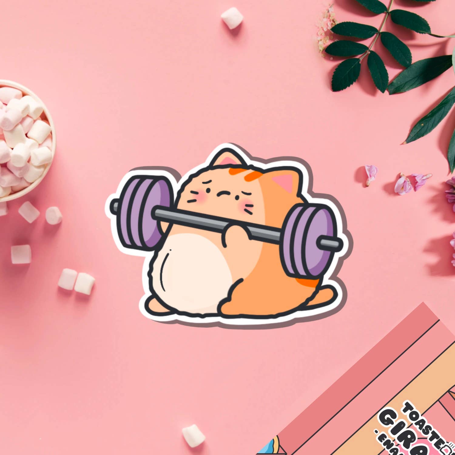 Toastedink – wholesale Sticker – Weight Lifting Cat Vinyl Sticker | Cute stickers2