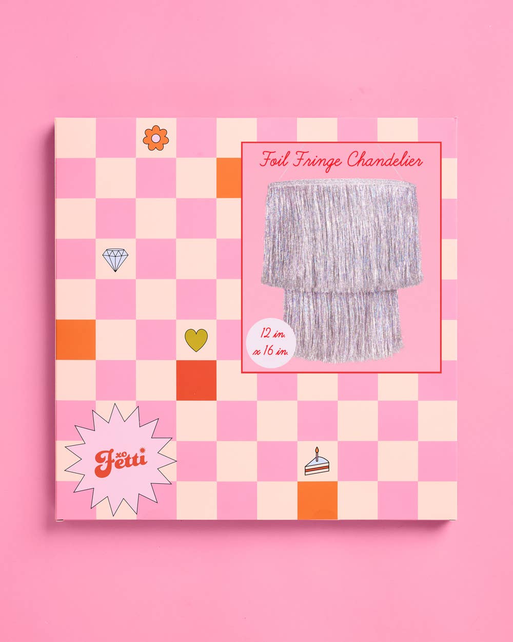 xo, Fetti - Vente Affiche/banderole de fête - Chandelier à franges argentées | Irisé, Décoration de fête, Célibataire1