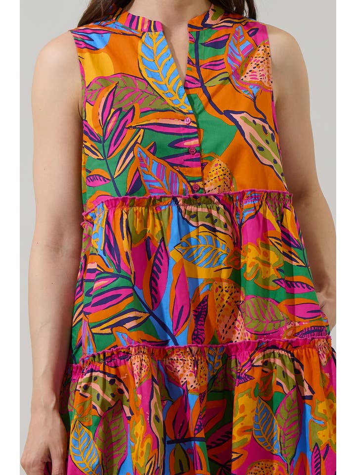 ORANGE PINK MUL Milana Floral Adrina Shift Tiered Mini Dress for wholesale on Faire