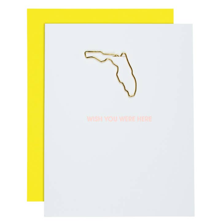 Vorrei che fossi qui - Cartolina con graffetta dello Stato della Florida per la vendita all'ingrosso da parte di Chez Gagné
