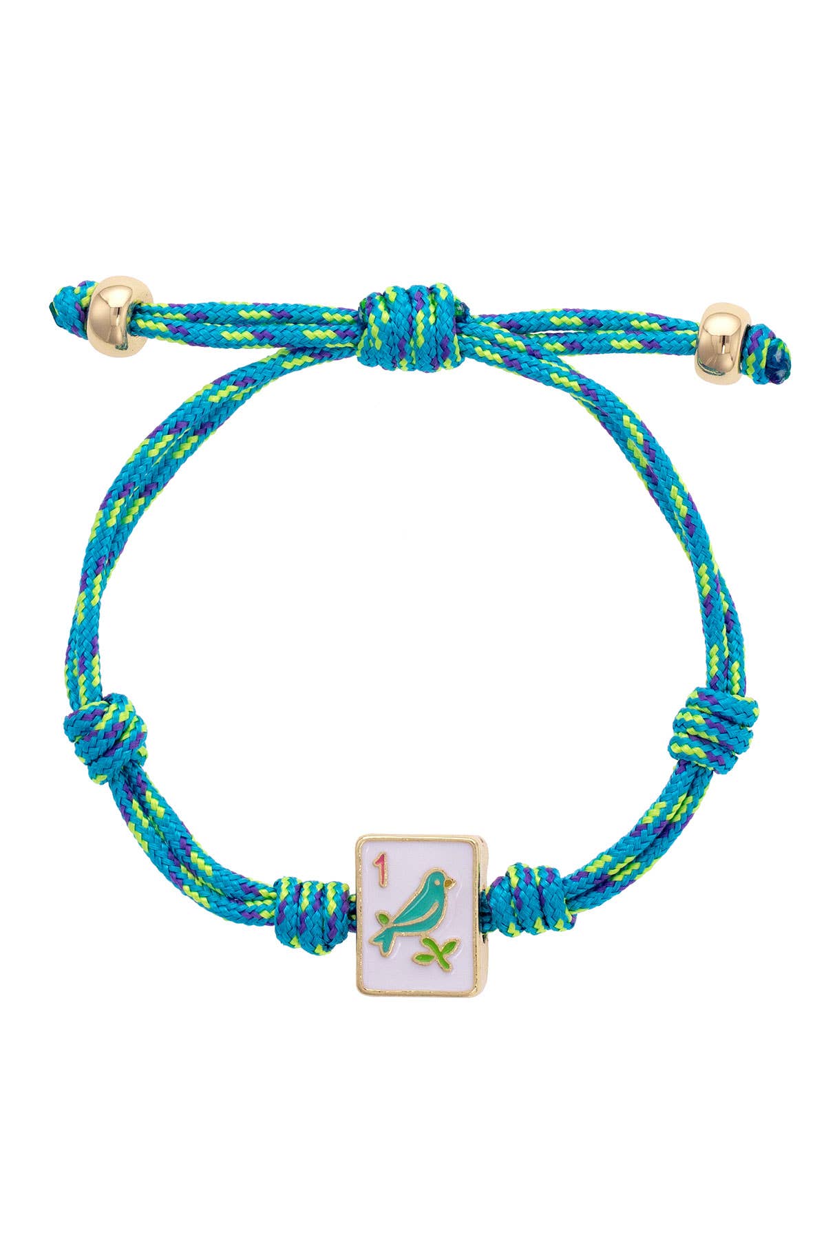 Canvas Style - Wholesale Charm/Dangle Bracelet - Sparrow Mahjong Tile Paracord Bracelet in Blue Multi 0