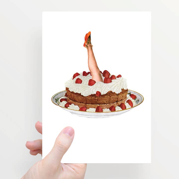 Klappkarte mit Umschlag und Kuchenmotiv mit Beinen für den Großhandel von Lylies