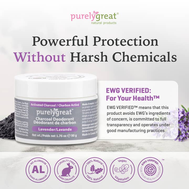 Purelygreat Natural Deodorants - Wholesale Deodorant - Unisex - Purelygreat Charcoal Cream Deodorant - Lavender6