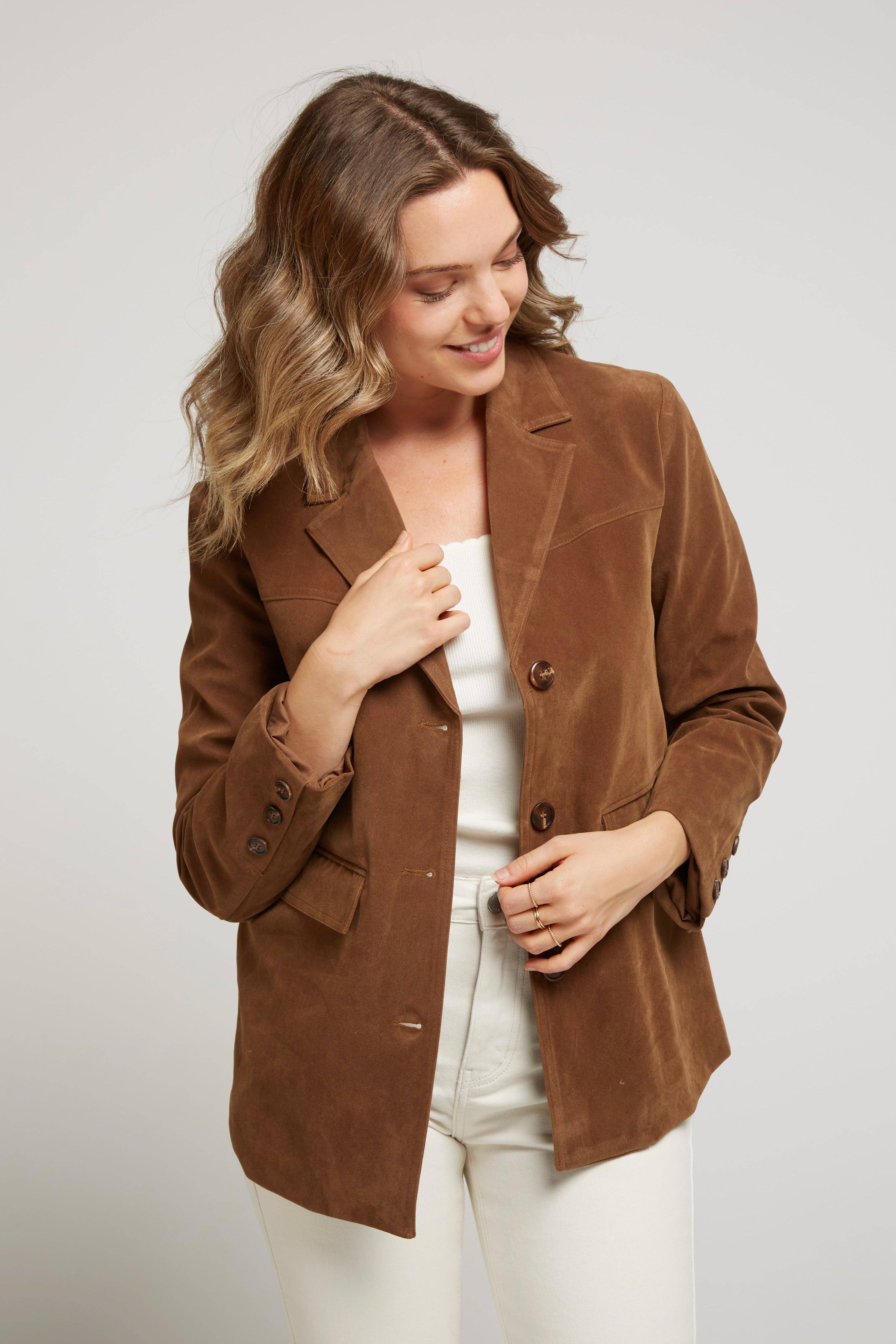Andy & Lucy - Wholesale Jacket - Women's - WHITNEY - Blazer jacket with aged leather effect4