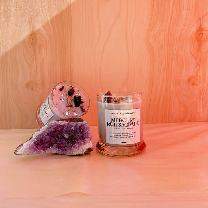Ojo Luna Apothecary - Wholesale Jar/Filled Candle - Mercury Retrograde Intention Candle