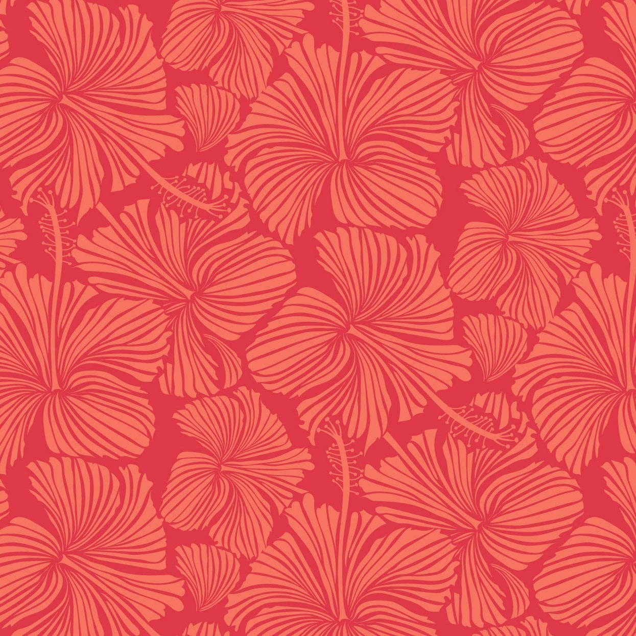 Island Style Clothing Co by Akamai Distribution Ltd - Wholesale Bandana - Women's - Bandana Red Hibiscus Lightweight Rayon 21 x 21 4