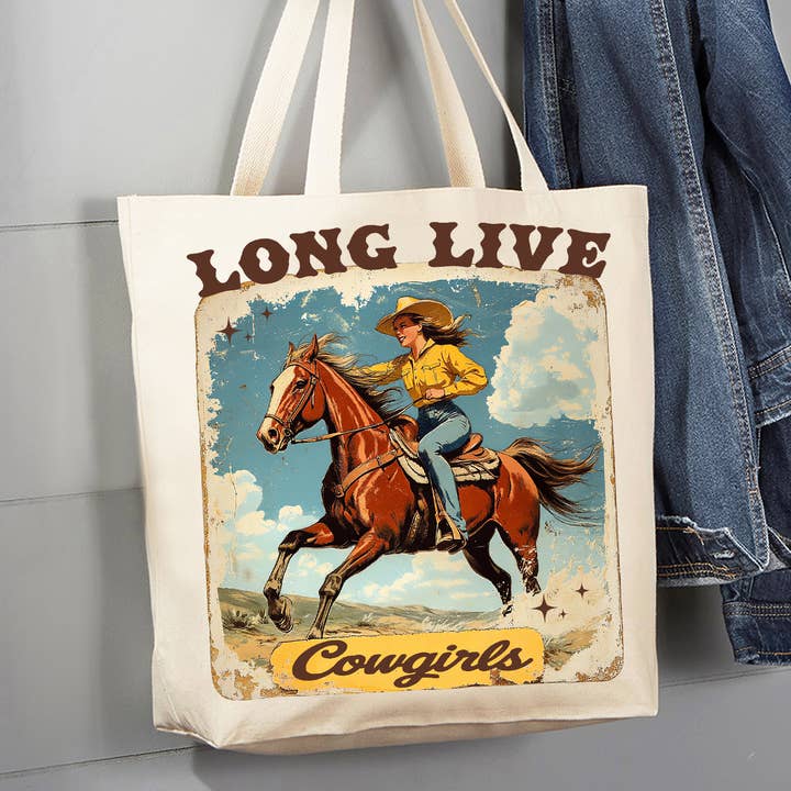 Bolso de lona Vintage Cowgirls Long Live Cowgirls para venta al por mayor de Avery Lane Gifts