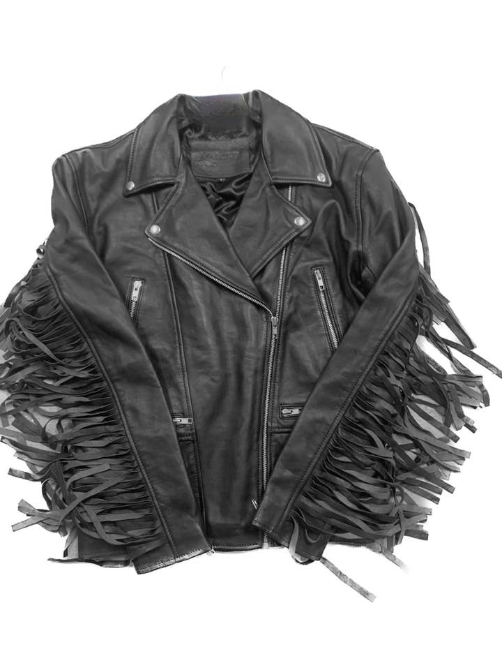 Luxe & Leather by Madonna & Co - Wholesale Leather Jacket - Women's - Fringe Moto-Western Women's Leather Jacket