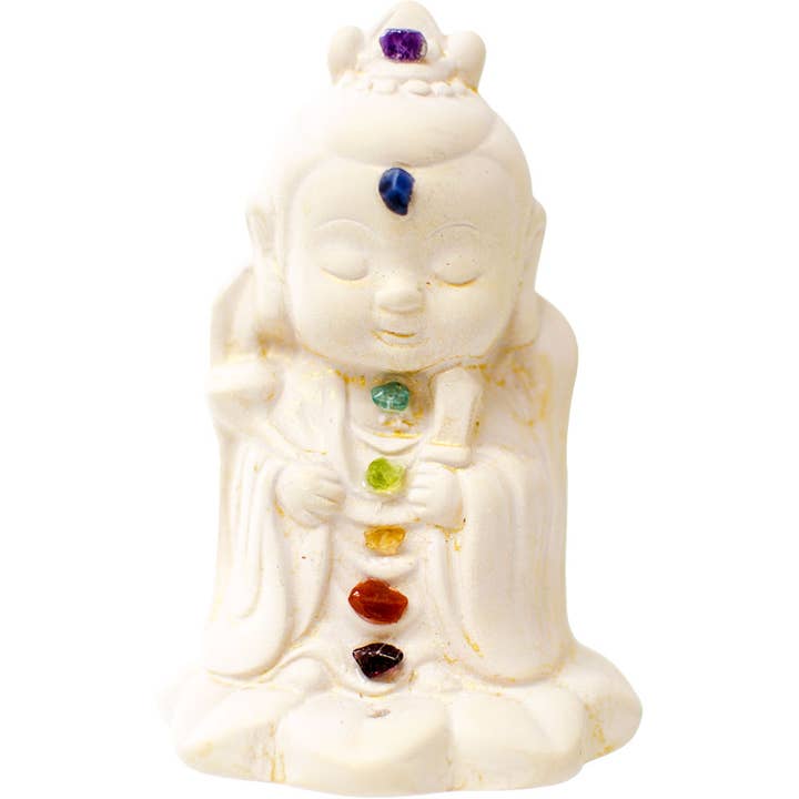 Kheops International - Wholesale Incense Holder - Gypsum Cement Statue Incense Holder - Chakra Kwan Yin 3.5 in