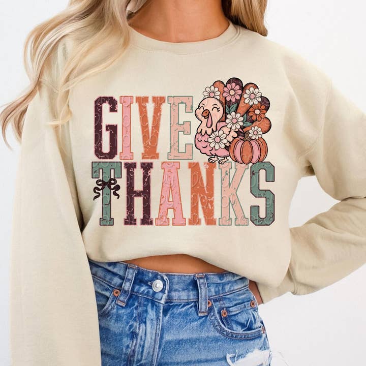 Give Thanks Turkey Comfort Colors Shirt,Thanksgiving Sweater for wholesale by Glaime