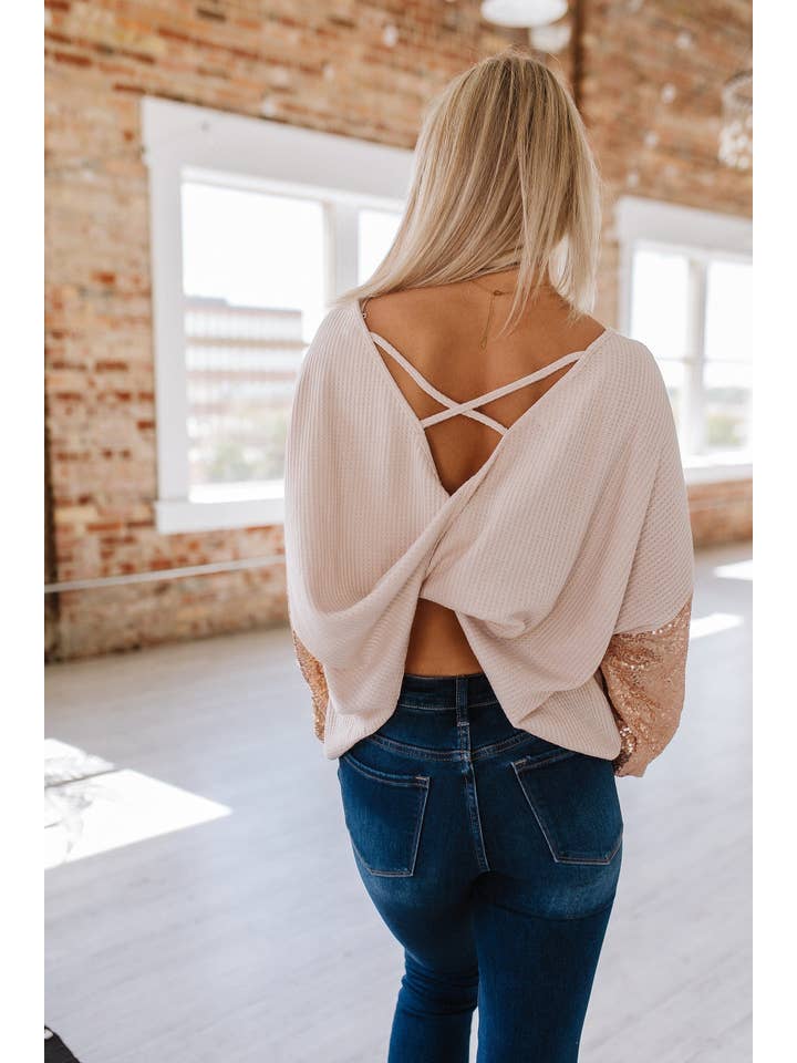 Liam & Company - Wholesale Blouse - Women's - Katalina Backless Sequin Top | S-2XL