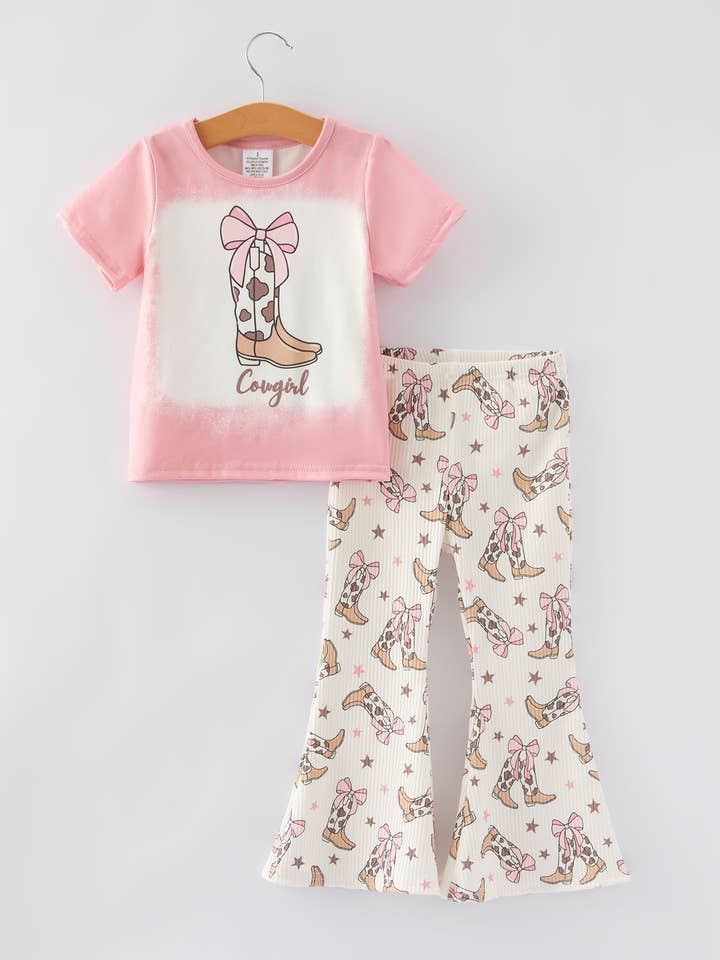 Conjunto de atuendo para niñas con estampado de botas para venta al por mayor de Rylee Faith Designs