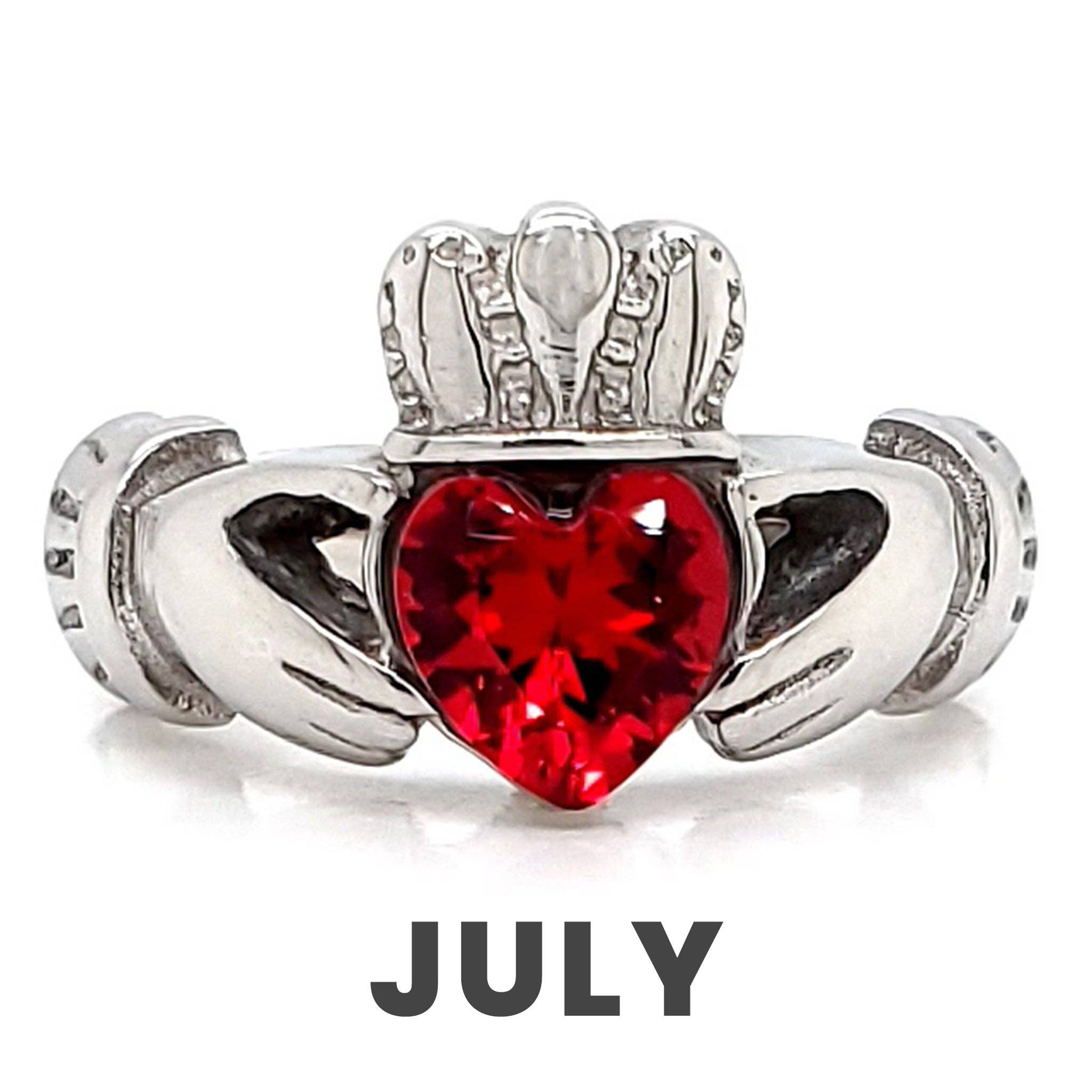 WJW – wholesale Multi-stone ring – White Gold over Brass Claddagh with CZ Birthstone Ring 18
