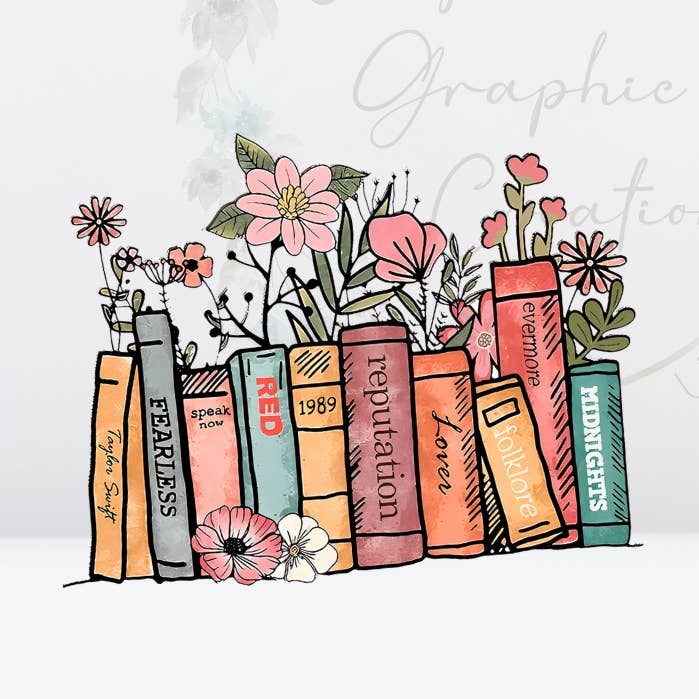 Taylor Flower Books-UV DTF Decal for wholesale by Oily Graphic Creations