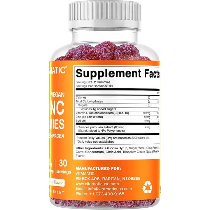 Vitamatic - Wholesale Oral Supplement/Vitamin - Vitamatic Zinc 50mg | 60 Vegan Gummies