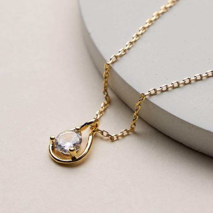 GD Gold Dipped Teardrop CZ Pendant Necklace for wholesale on Faire1