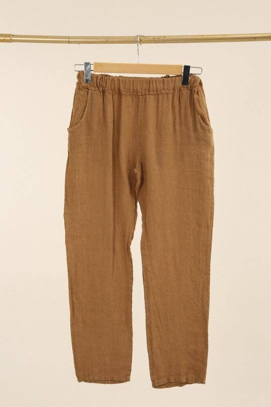 NAÏS PARIS - Wholesale Pants - Women's - Straight elasticated trousers with back pockets, 100% linen2