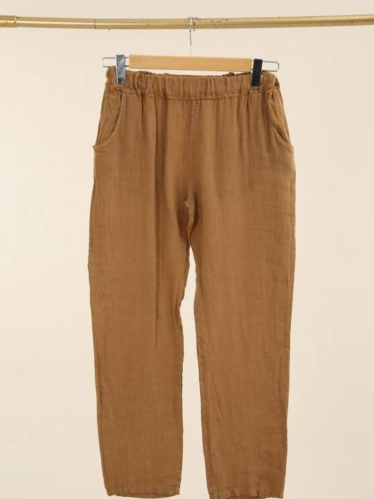 NAÏS PARIS - Wholesale Pants - Women's - Straight elasticated trousers with back pockets, 100% linen2
