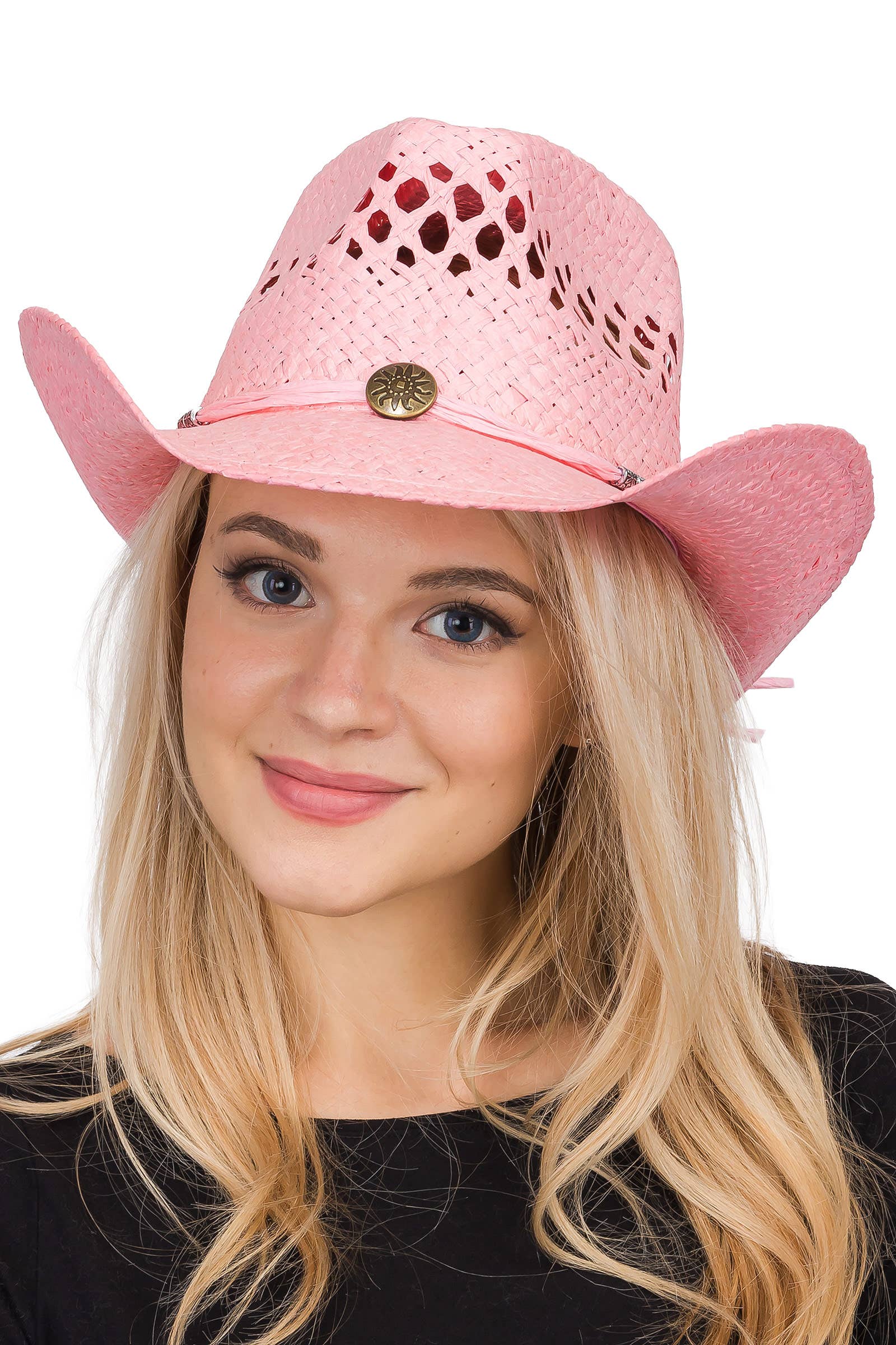 Cap Zone - Wholesale Cowboy Hat - Women's - Coastal Medallion Vented Straw Cowboy Hat13