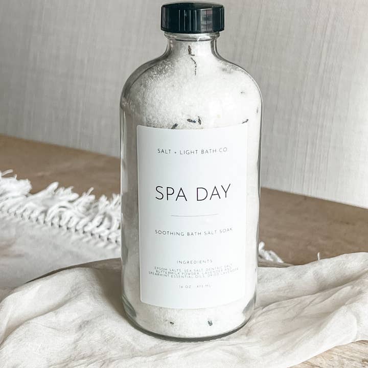 Salt + Light Bath Company - Wholesale Bath Salts - Spa Day Bath Salts 16 oz Bottle