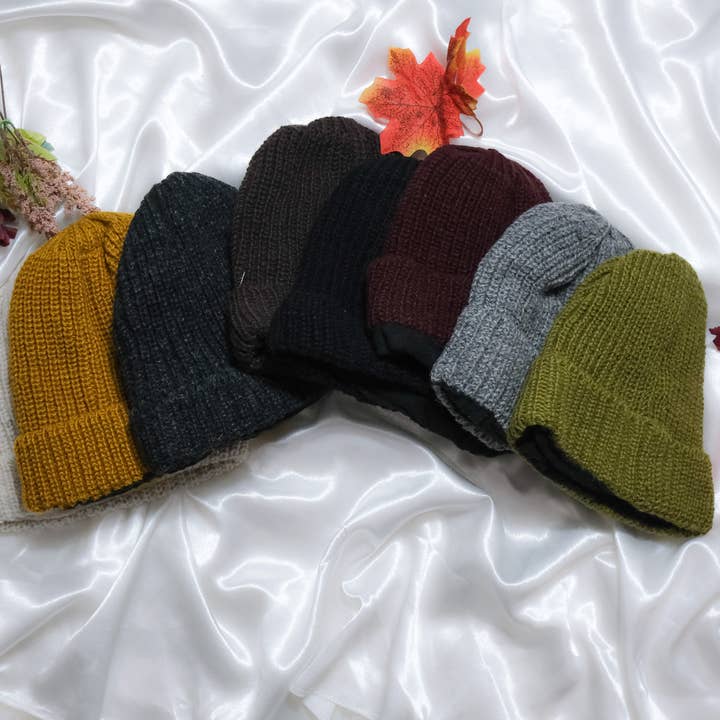 Hand Knit Unisex Merino Wool Fleece Lined Hat for wholesale by Karma Nepal Crafts