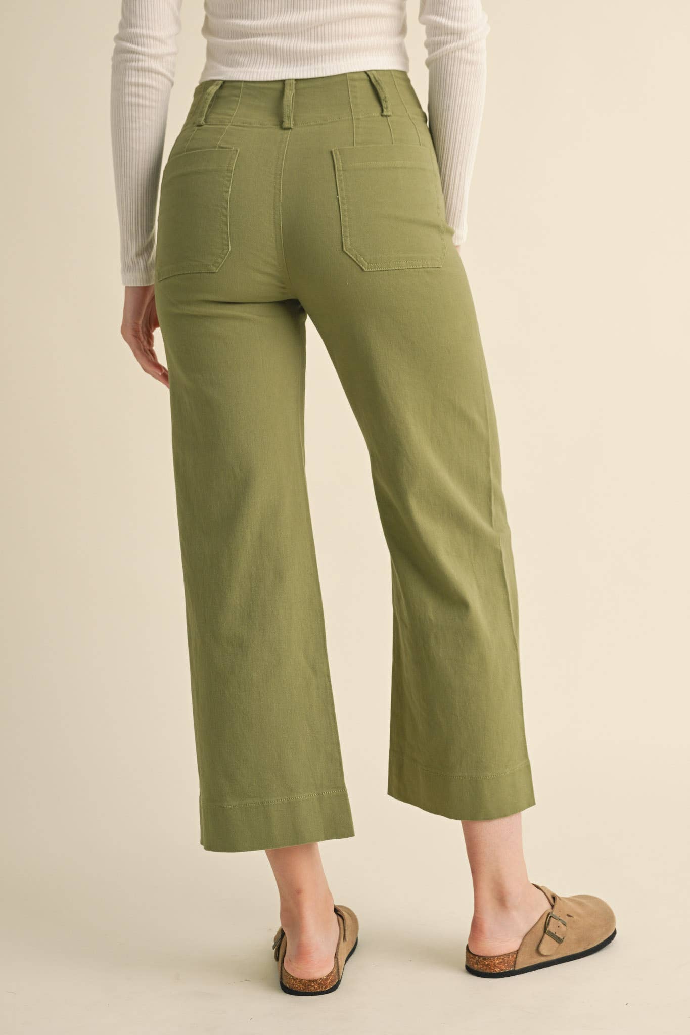&MERCI - Wholesale Pants - Women's - HIGH WAIST CROPPED WIDE LEG PANTS MP330326