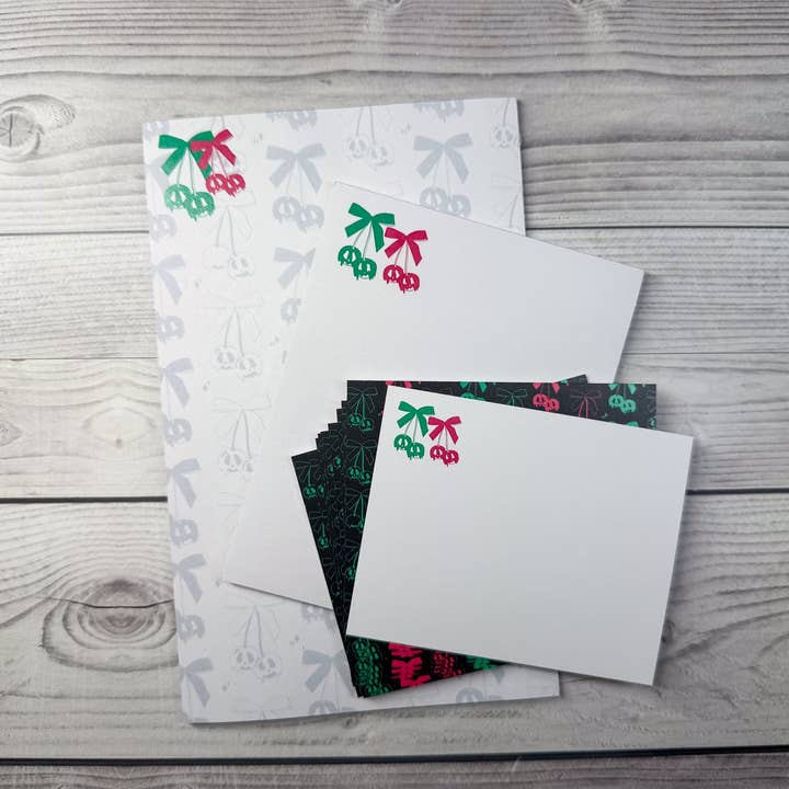 Scary Cherries Notepad and Notecard set for wholesale by My Paper Box