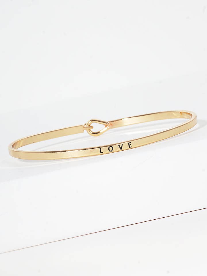 Love Engraved Inspirational Bangle Bracelet for wholesale by Wild Honey