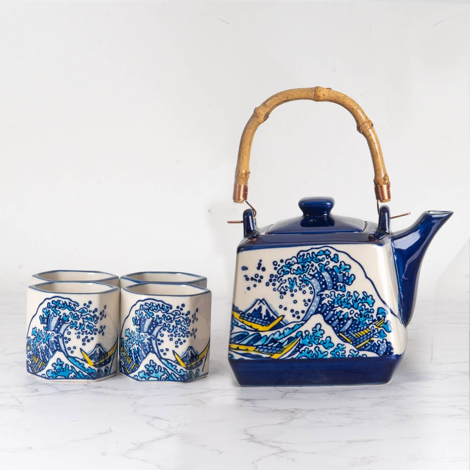 Urban Tokyo - Wholesale Tea Set - Great Wave Tea Set 20oz Tea Pot with 4 Hexagon Cups (4/8)4
