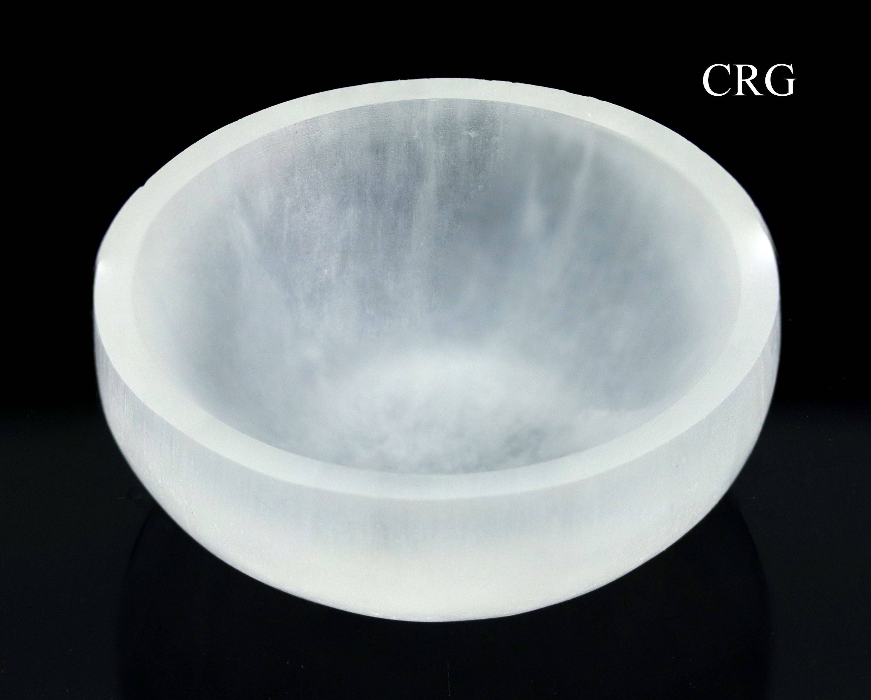 Crystal River Gems LLC - Wholesale Spiritual Stone/Crystal - QTY 1 - Selenite Round Bowl / 8 cm AVG0