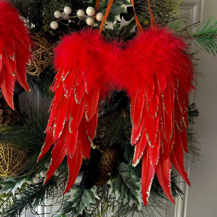 Zucker Feather Products - Wholesale Ornament - Red Feather Angel Wing Ornament3