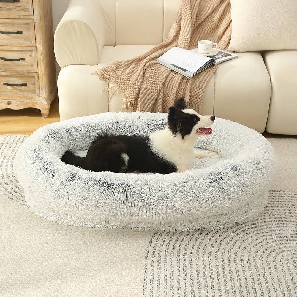 Glow Pups – wholesale Pet bed – Dog – Calming Faux Fur Dog Bed with Memory Foam Bolster24