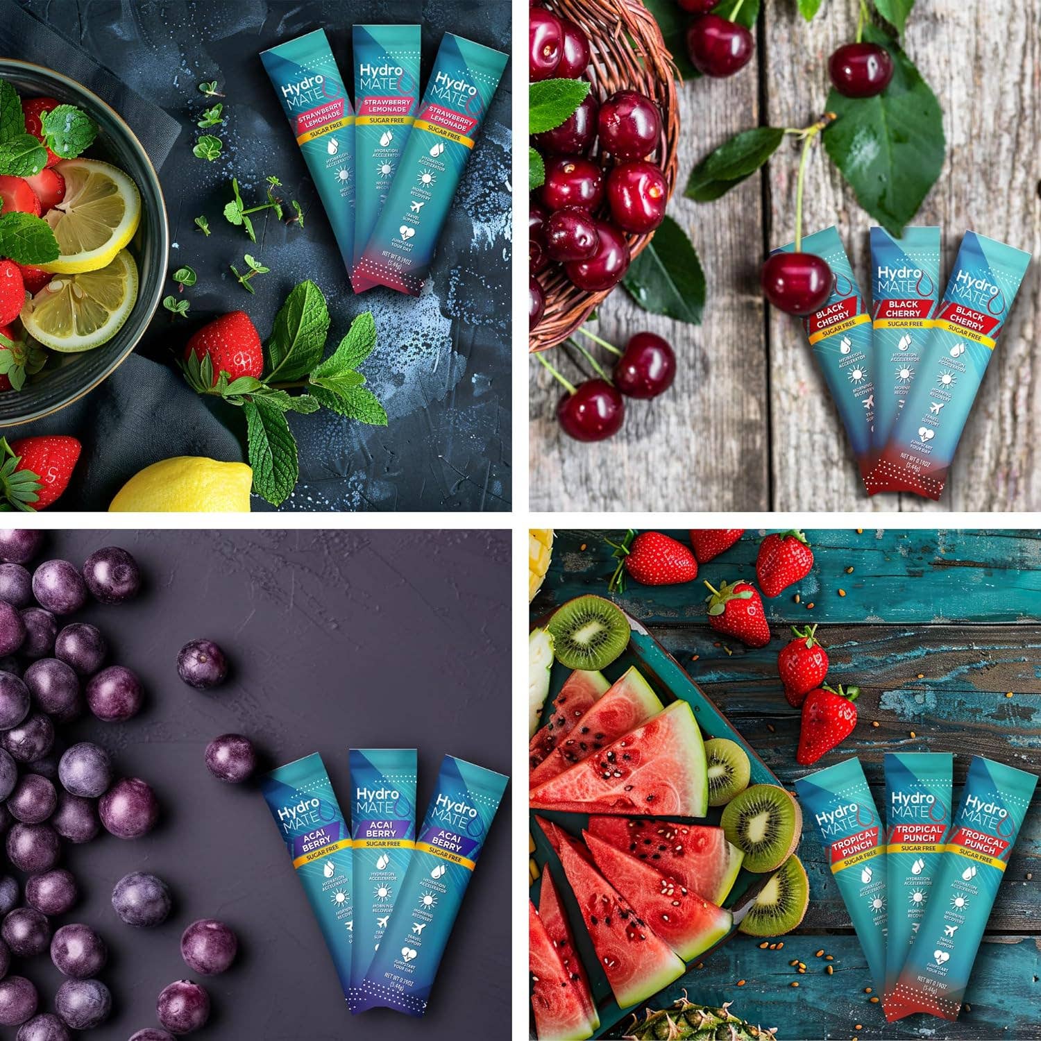 HydroMate - Vendita all'ingrosso Bevanda salutare in polvere - HydroMATE Polvere Elettroliti Senza Zucchero - Confezione Varietà 16 Bustine2