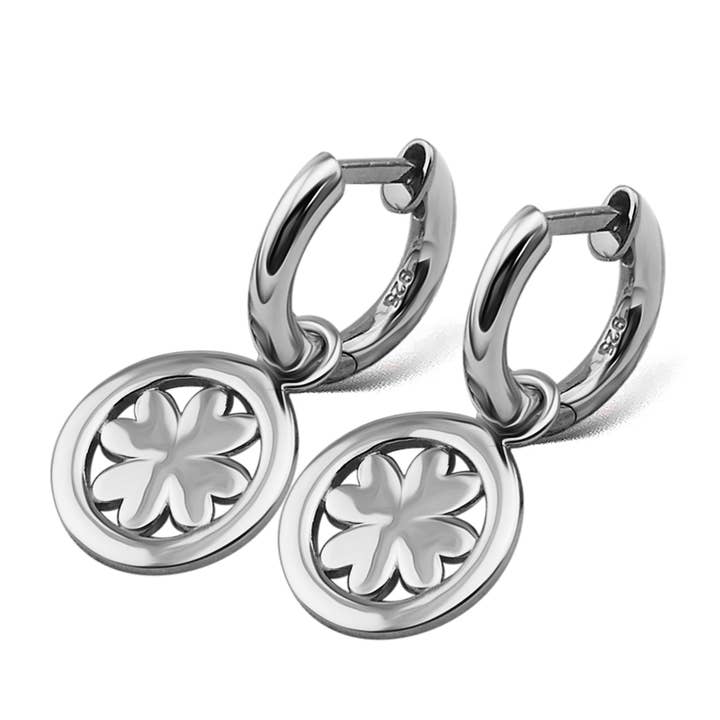 Jwls4u Oorbellen Oorbellen Lucky Leaf Zilver JE016S voor wholesale door jwls4u