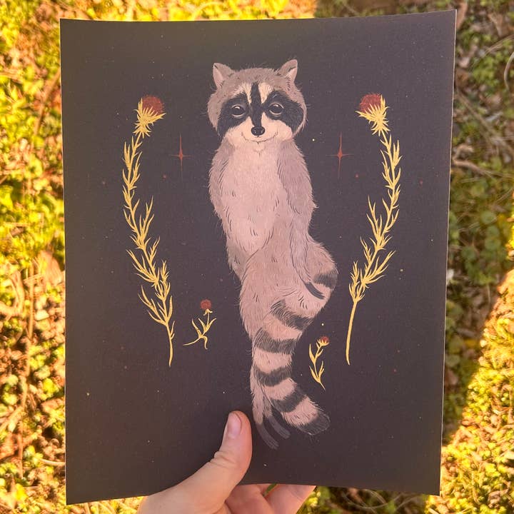 Impression de raton laveur et de chardon pour la vente par Glitter and Toadstools