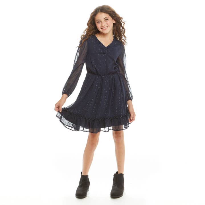 Navy Girls Tween Starry Elegance Holiday Dres for wholesale on Faire8