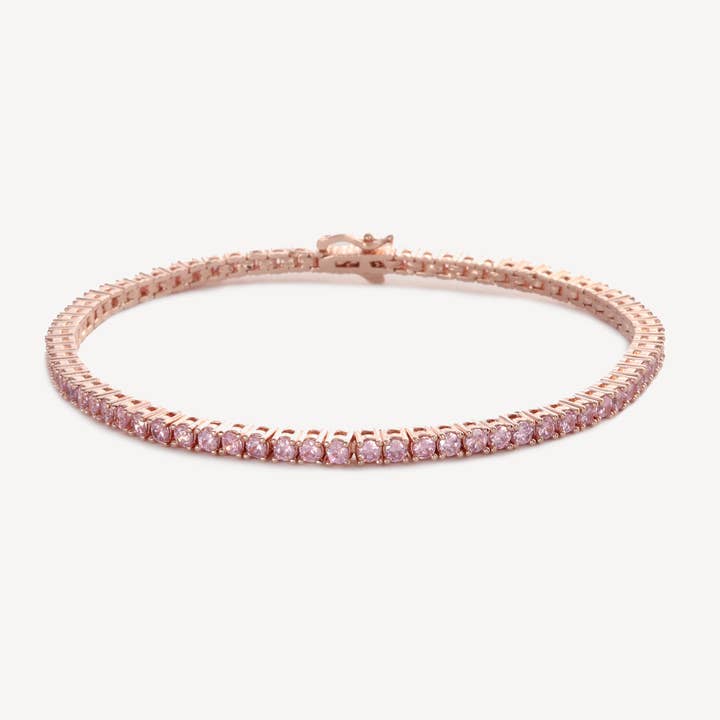 Rose Parker Tennis Bracelet with Pink CZ for wholesale by HYE JANE