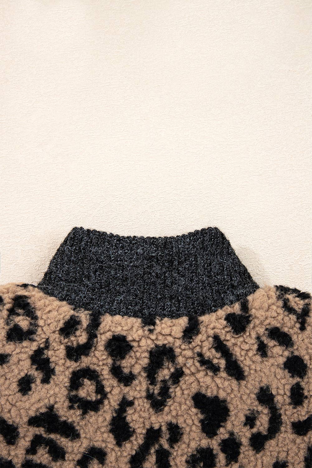 Khaki Leopard Zip-Up Side Pocket Jacket for wholesale on Faire11