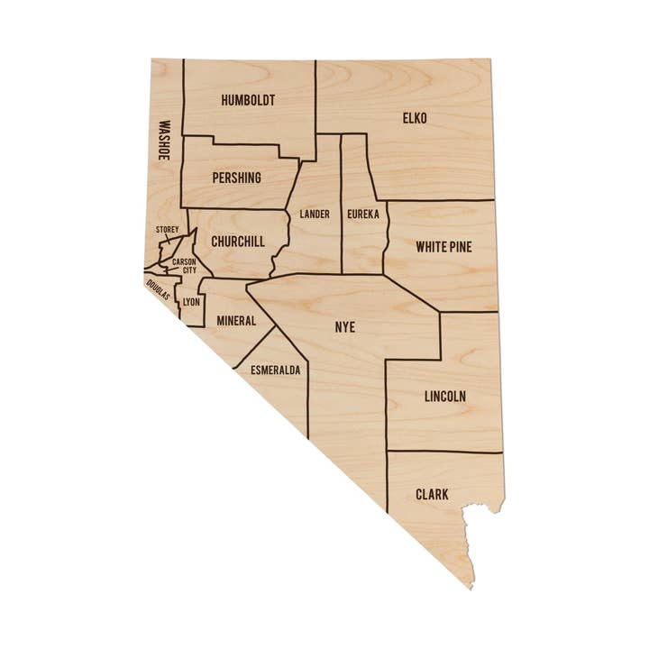Carte Murale du Comté de Nevada - Fabriquée en Bois de Cerisier ou d'Érable pour la vente par LazerEdge