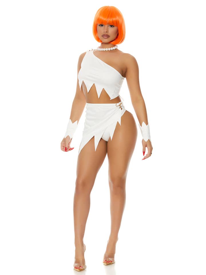 Bianco Costume da personaggio sexy dei cartoni animati A Bedrock Babe in vendita all'ingrosso su Faire5