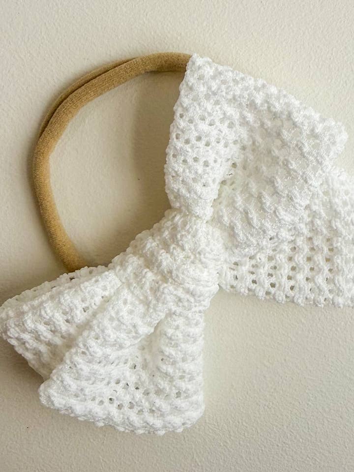 MINI ELISSA WAFFLE BREISEL STRIK HAARBAND - WIT voor wholesale door Petite + Co