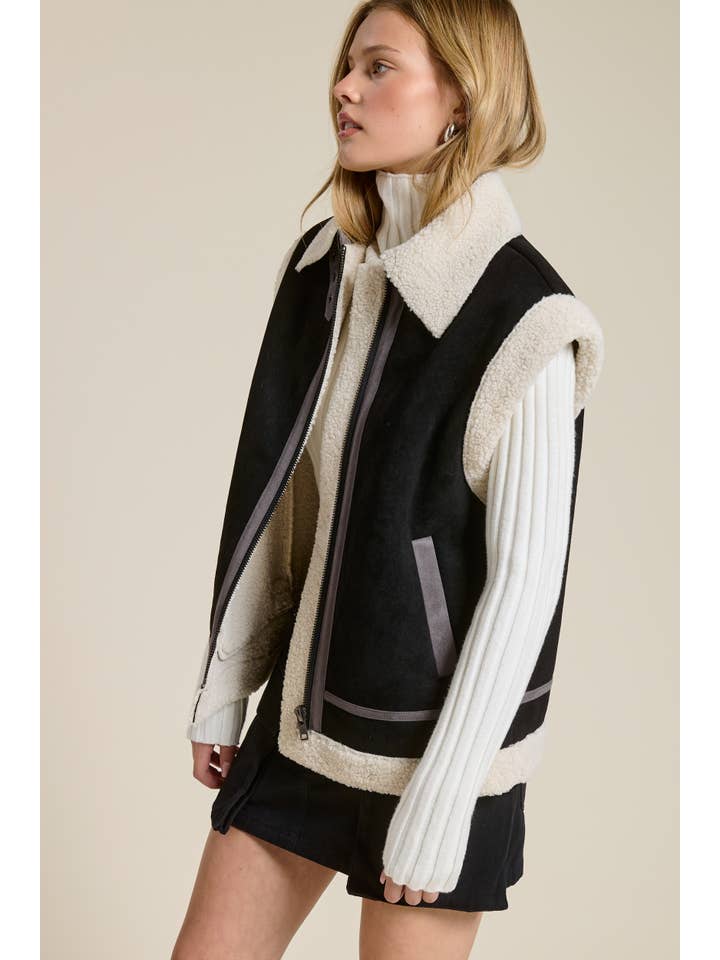 Mimosa - Wholesale Outerwear Vest - Women's - Faux Suede Shearling Vest Jacket11