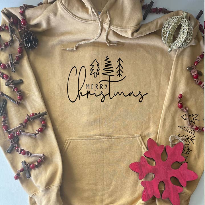 Sweat à capuche Merry Christmas (Simple) pour la vente par Shea's Chic LLC