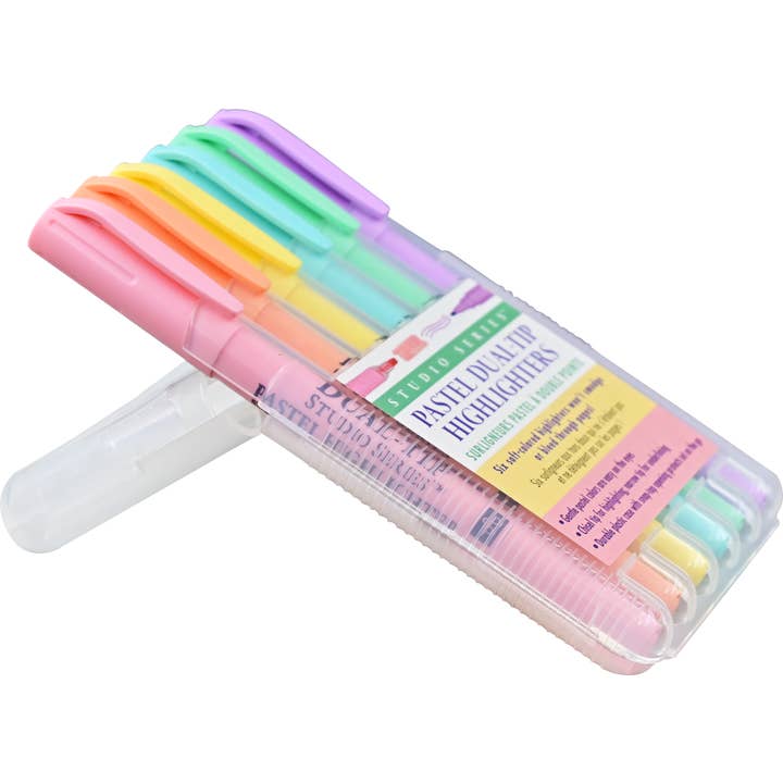Peter Pauper Press - Wholesale Highlighter - Studio Series Dual-Tip Pastel Highlighters (Set of 6)2